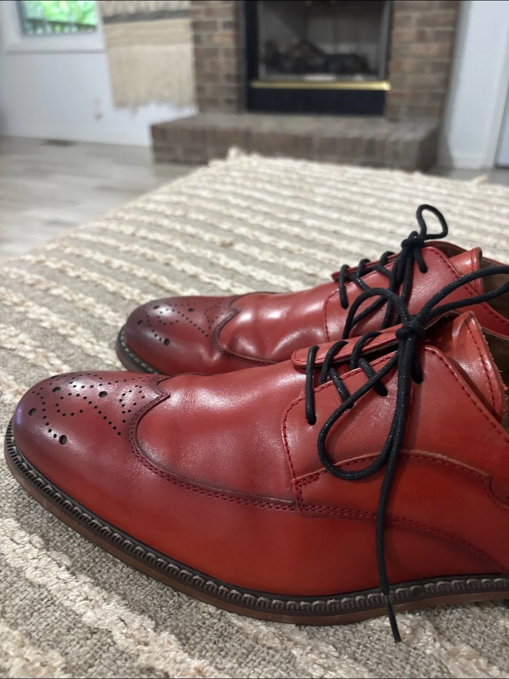 Stacy Adams Fletcher Wingtip Oxford Red Men's Dress Leather Shoes Size: 10